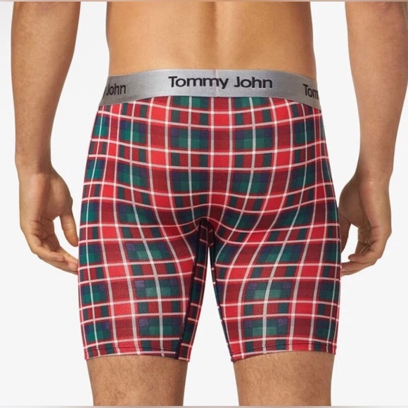 NWT Tommy John Haute Red Fireplace Plaid Second Skin 8" Boxer - Picture 2 of 6